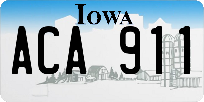 IA license plate ACA911
