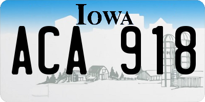 IA license plate ACA918
