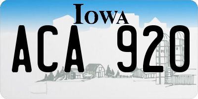 IA license plate ACA920