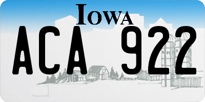 IA license plate ACA922