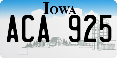 IA license plate ACA925