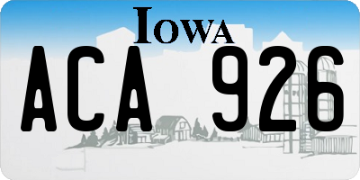 IA license plate ACA926