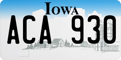 IA license plate ACA930