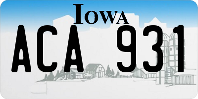 IA license plate ACA931