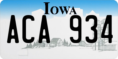 IA license plate ACA934