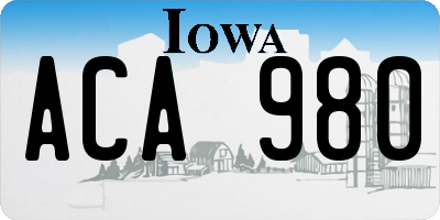 IA license plate ACA980