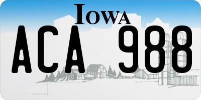 IA license plate ACA988