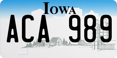 IA license plate ACA989