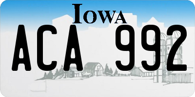 IA license plate ACA992