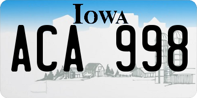 IA license plate ACA998