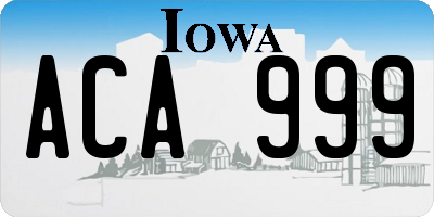 IA license plate ACA999