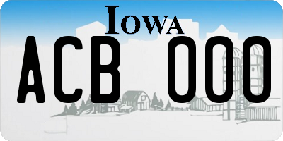 IA license plate ACB000