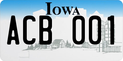 IA license plate ACB001
