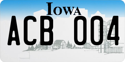 IA license plate ACB004