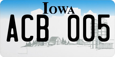 IA license plate ACB005