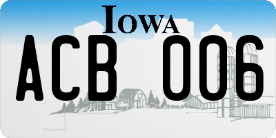 IA license plate ACB006