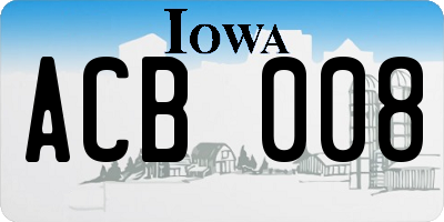 IA license plate ACB008