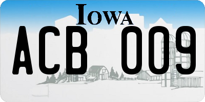 IA license plate ACB009