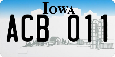 IA license plate ACB011