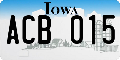 IA license plate ACB015