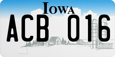 IA license plate ACB016
