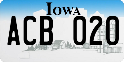 IA license plate ACB020