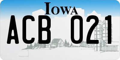 IA license plate ACB021