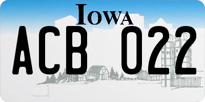 IA license plate ACB022