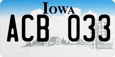 IA license plate ACB033
