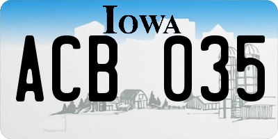 IA license plate ACB035