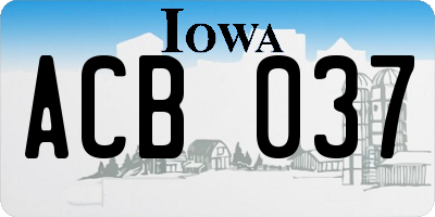 IA license plate ACB037