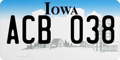 IA license plate ACB038