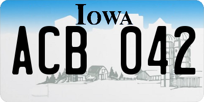 IA license plate ACB042