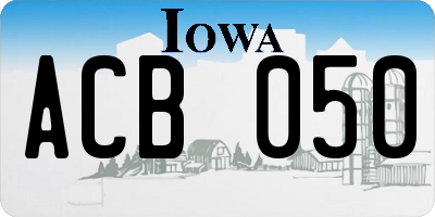 IA license plate ACB050