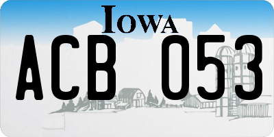 IA license plate ACB053