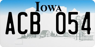 IA license plate ACB054
