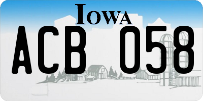 IA license plate ACB058