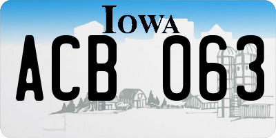 IA license plate ACB063