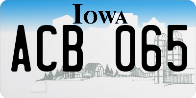 IA license plate ACB065