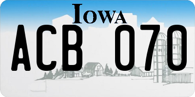 IA license plate ACB070