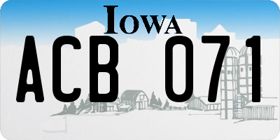 IA license plate ACB071
