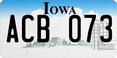 IA license plate ACB073