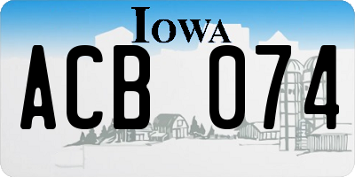 IA license plate ACB074