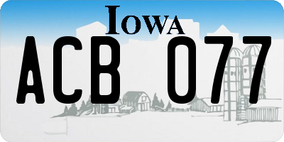 IA license plate ACB077