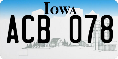 IA license plate ACB078