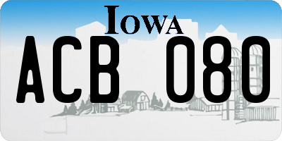 IA license plate ACB080