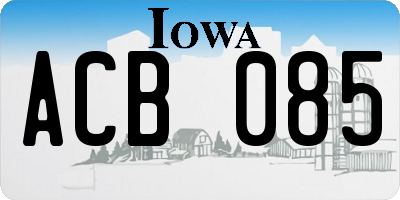 IA license plate ACB085