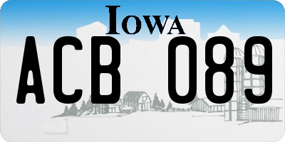 IA license plate ACB089