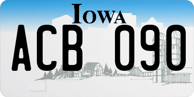 IA license plate ACB090