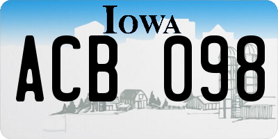 IA license plate ACB098